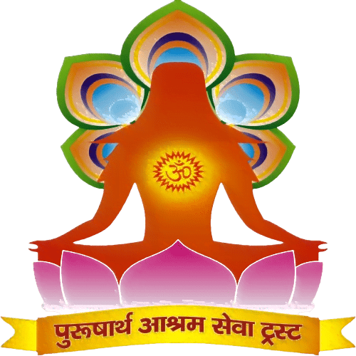 Purusharth Ashram Haridwar LOGO Meditation Lotus Orange OM Rainbow Pink Yellow